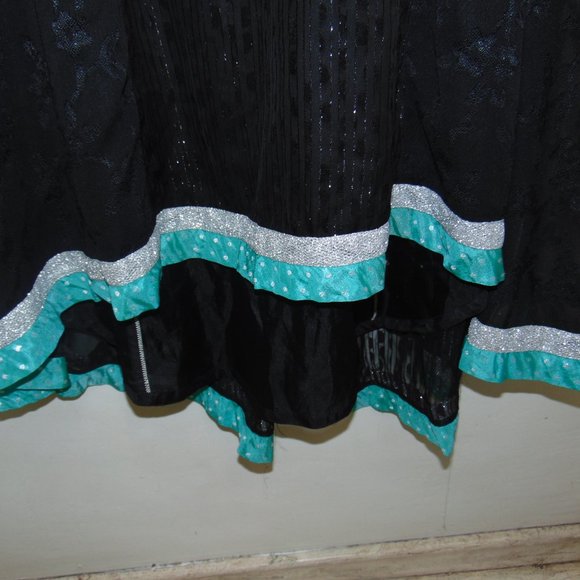 Ashraf Saleem Caftan Dress Long Black Kaftan Silver Embroidery Beads Sz S Hi Low - Picture 8 of 12